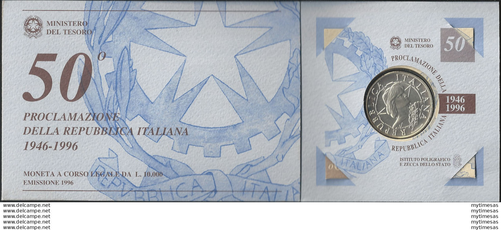 1996 Italia L. 10000 50° Anniversario Della Repubblica FDC - Andere & Zonder Classificatie