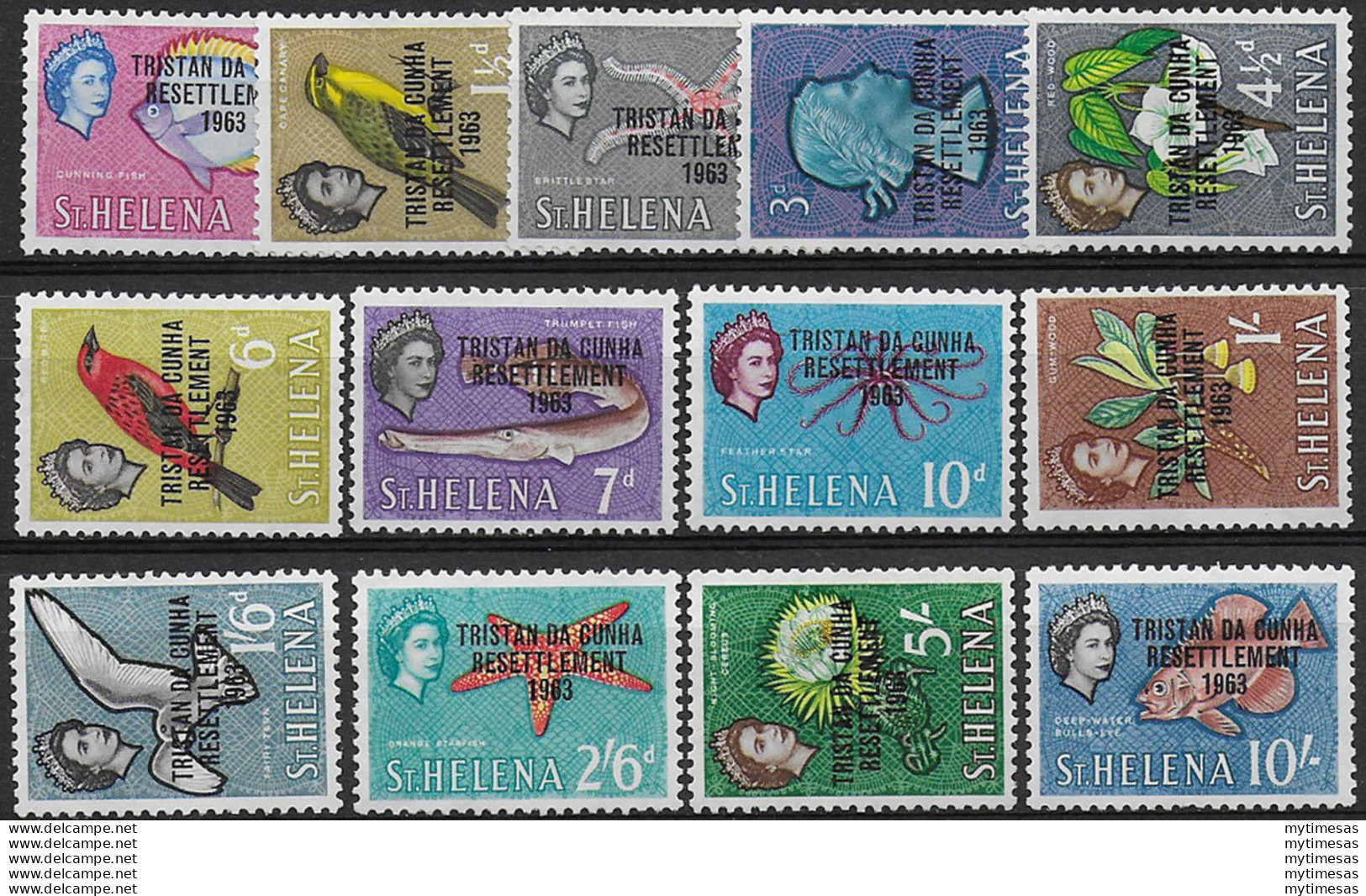 1963 Tristan Da Cunha Elisabetta II 13v. MNH SG N. 55/67 - Other & Unclassified