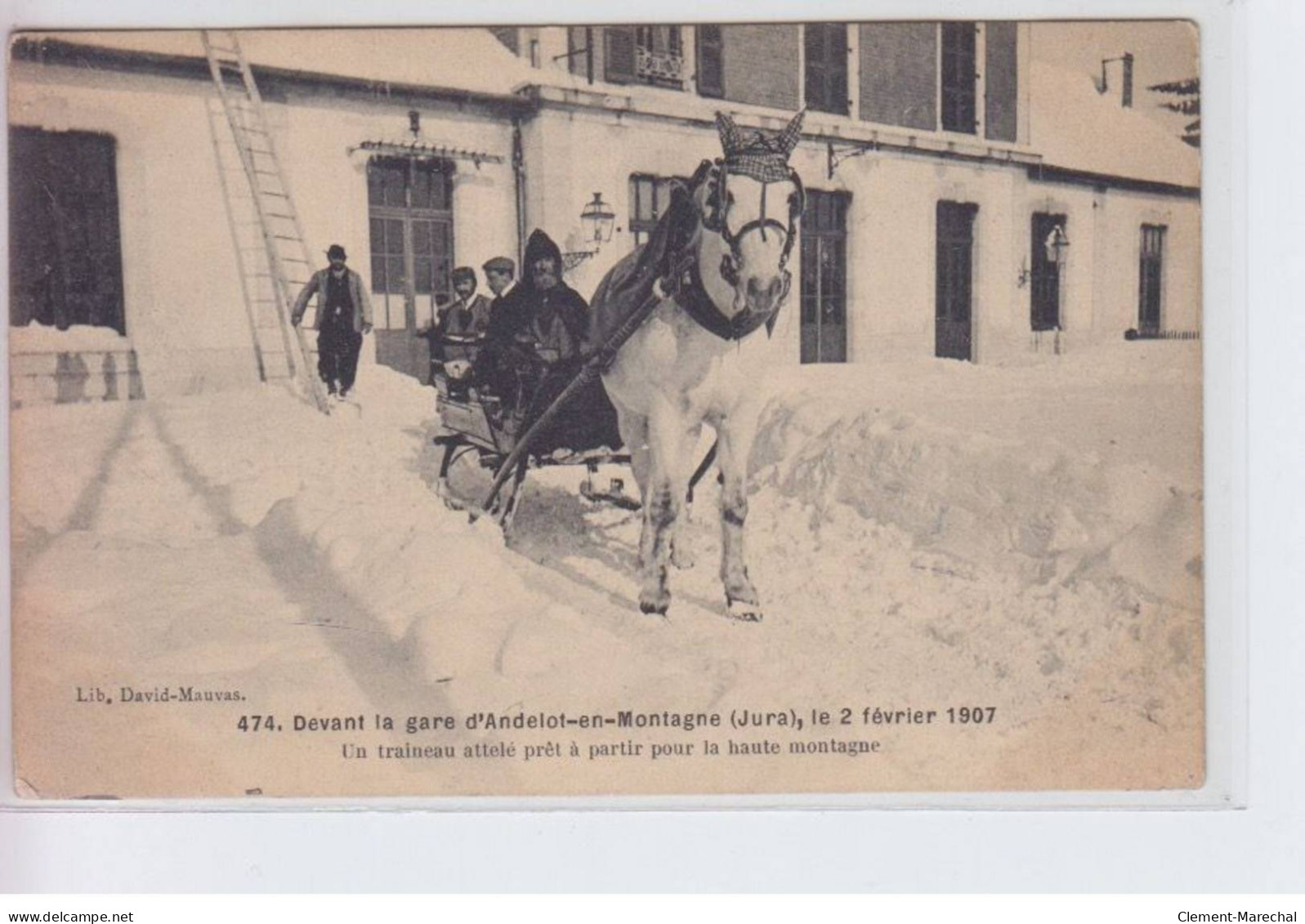 ANDELOT-en-MONTAGNE: Devant La Gare, Un Traineau Attelé Prêt à Partir Pour La Haute Montagne - Très Bon état - Altri & Non Classificati