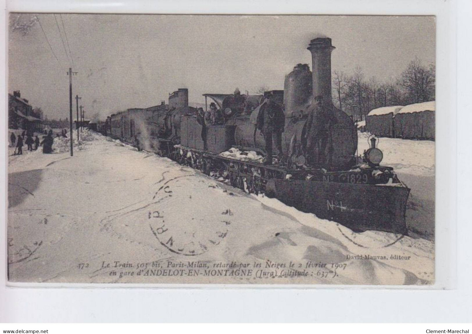 ANDELOT-en-MONTAGNE: Le Train 503bis, Paris-milan, Retardé Par Les Neiges Le 2 Fevrier 1907, En Gare - Très Bon état - Altri & Non Classificati