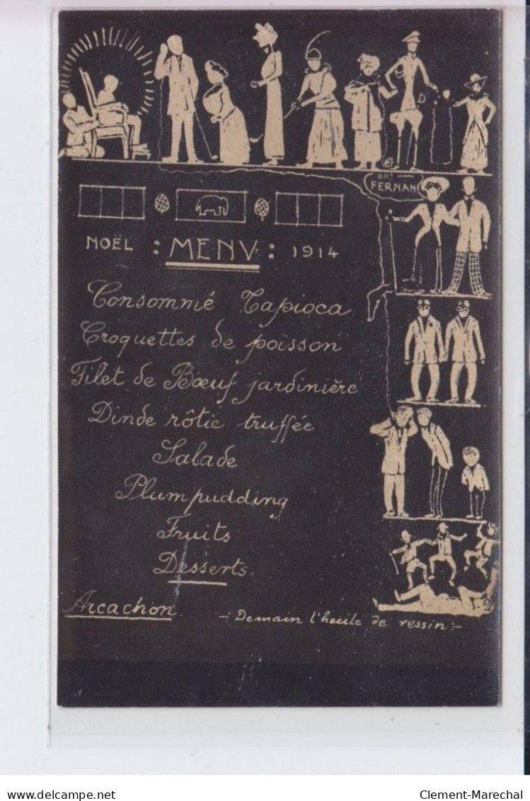 ARCACHON: Menu De Noël 1914, Carte Photo - Très Bon état - Arcachon