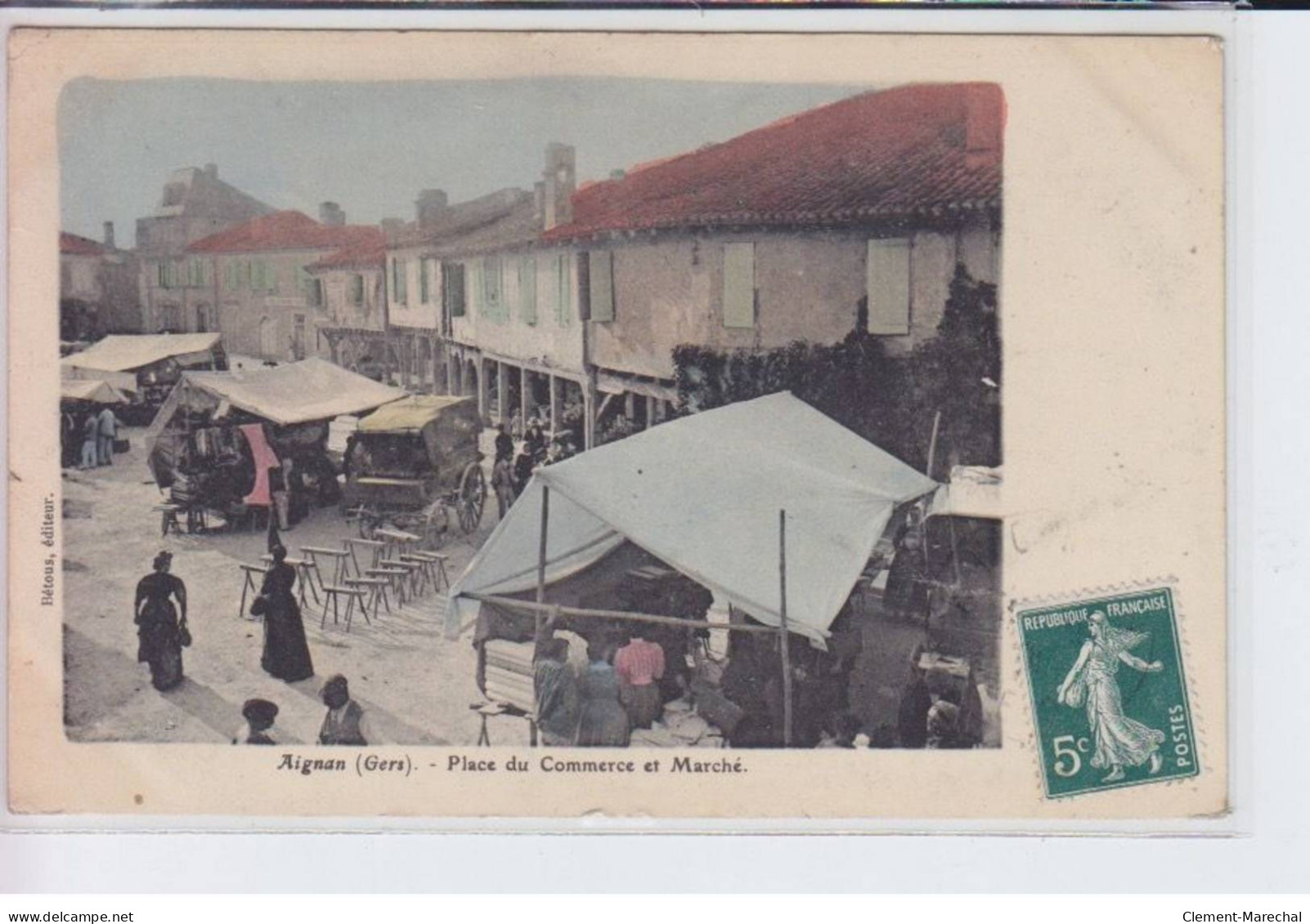 AIGNAN: Place Du Commerce Et Marché, Rare En Couleur - Très Bon état - Other & Unclassified