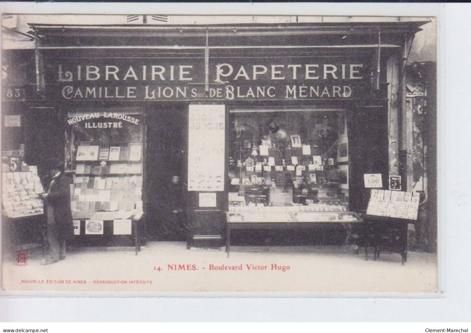 NIMES: Boulevard Victor Hugo, Librairie Papeterie Camille Lion Blanc Ménard Nouveau Larousse Illustré - Très Bon état - Nîmes