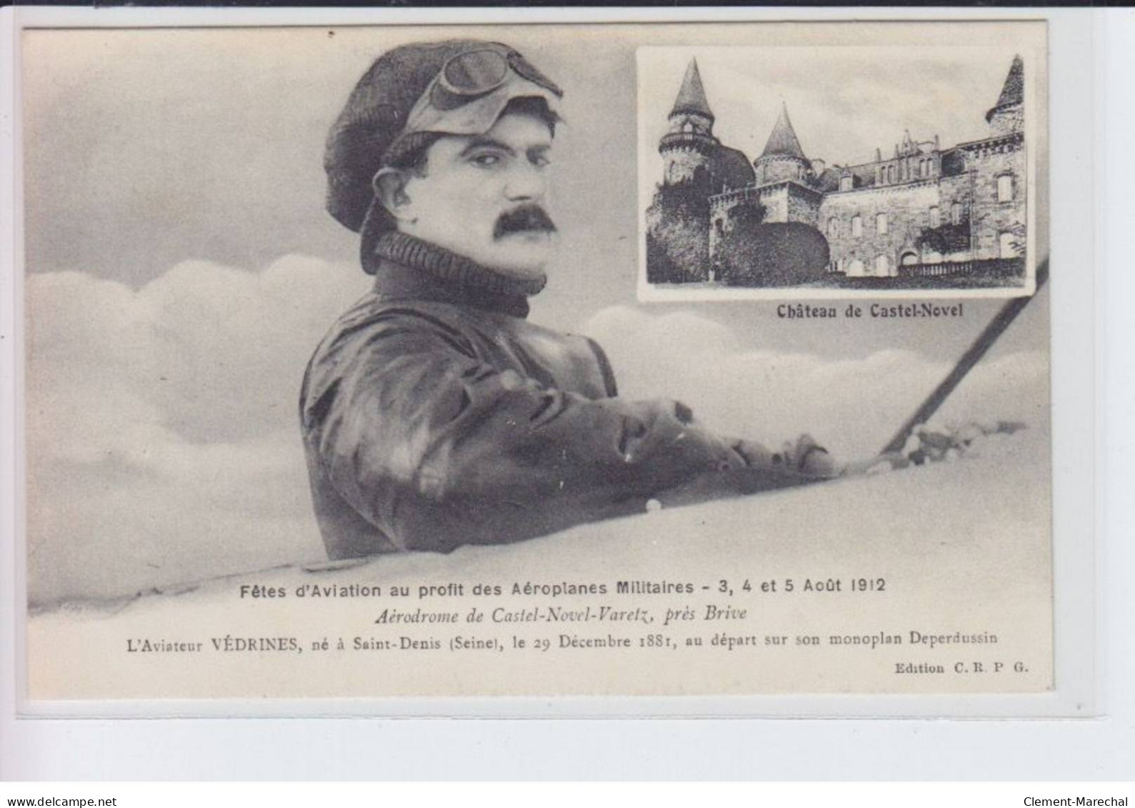 CASTEL-NOVEL-VARETZ: Aérodrome Aviateur Védrines Né Le 29 Décembre 1881, Départ Monoplan Deperdussin - Très Bon état - Andere & Zonder Classificatie