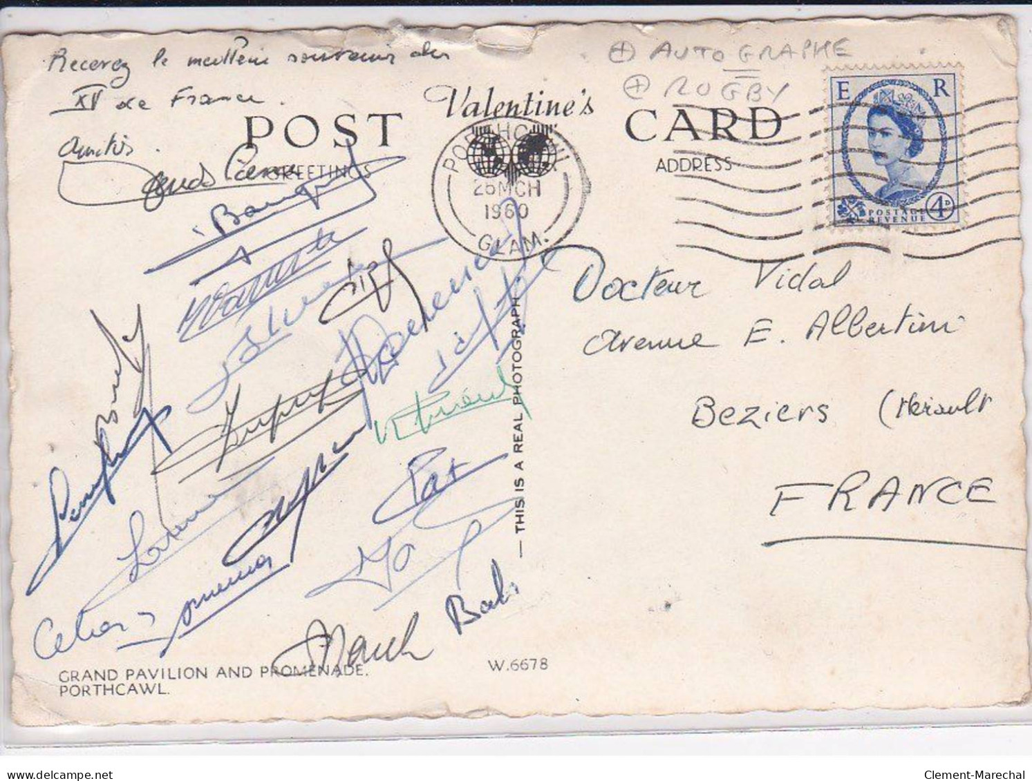 SPORTS - RUGBY : Carte Postale Avec Autographe Du XV De France 1960 - état (petites Déchirures En Haut De La Carte) - Rugby