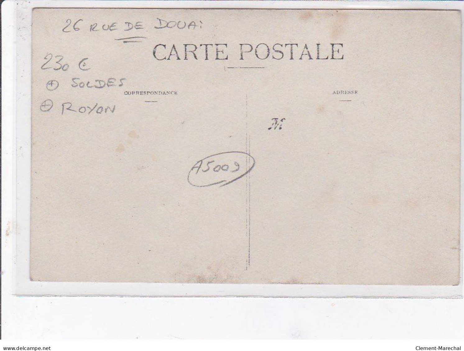 PARIS - Carte - Photo - 26 Rue De Douai - Soldes - Royon (brocanteur)- Très Bon état - Arrondissement: 09