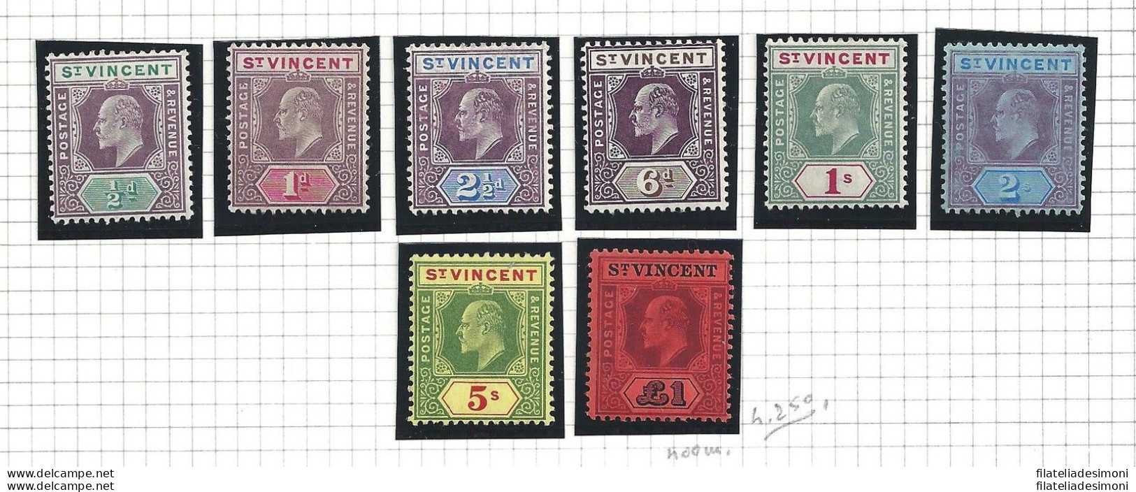 1904-11 ST. VINCENT - SG 85/93  8 Valori  MLH/* - Other & Unclassified