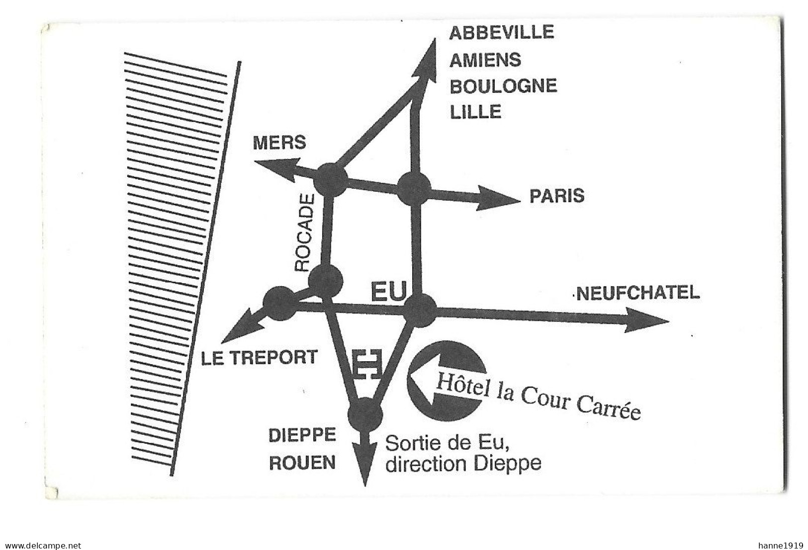 Eu Route De Dieppe Hotel La Cour Carrée Etiquette Visitekaartje Htje - Cartes De Visite