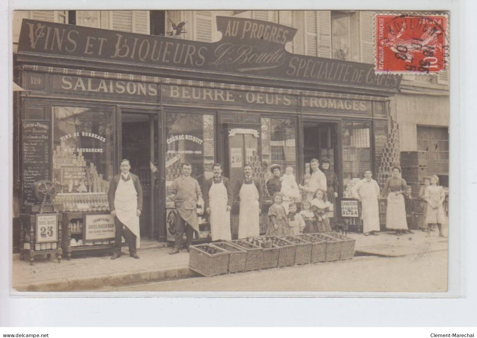 BOULOGNE-sur-SEINE: Au Prgrès Vins Et Liqueurs L. Bouche Spécialité De Cafés, 120 Rue De Paris - Très Bon état - Boulogne Billancourt