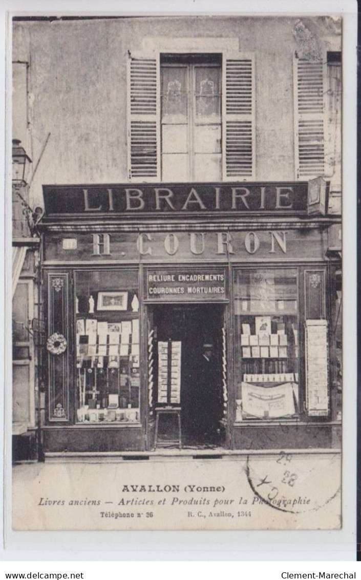 AVALLON: Librairie, H. Couron, Reliure Encadrements Couronnes Mortuaires - Très Bon état - Avallon