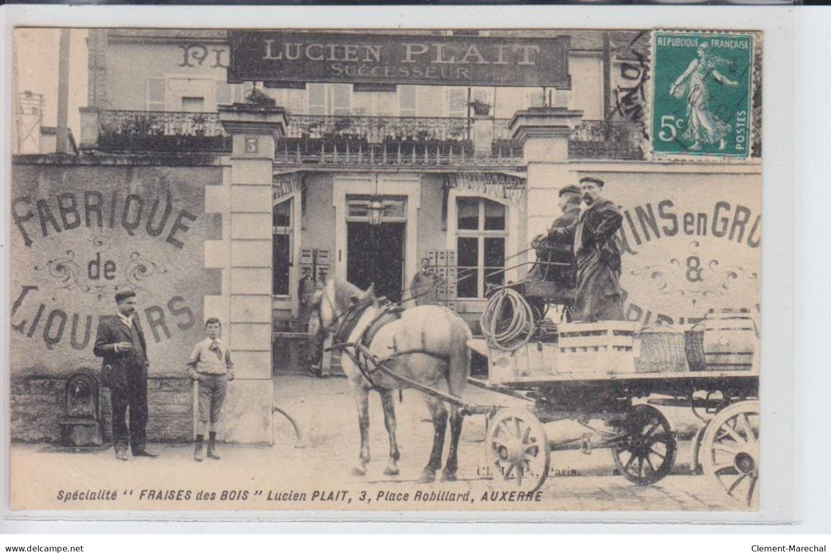 AUXERRE: Spécialité "fraises Des Bois" Lucien Plait, 3 Place Robillard, Attelage - état - Auxerre