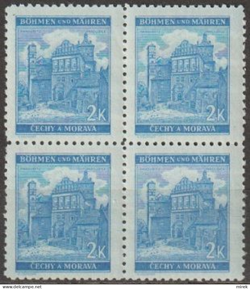 049/ Pof. 59, Clear Blue (very Rare), 4-block - Ongebruikt