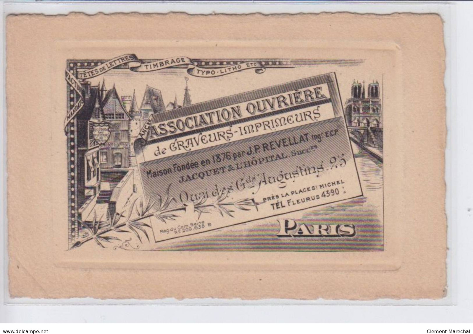 PARIS: Association Ouvrière De Graveurs Imprimeurs, Fondée En 1876 Par J.P. REVELLAT,jacquet Et L'hopita- Très Bon état - Andere & Zonder Classificatie