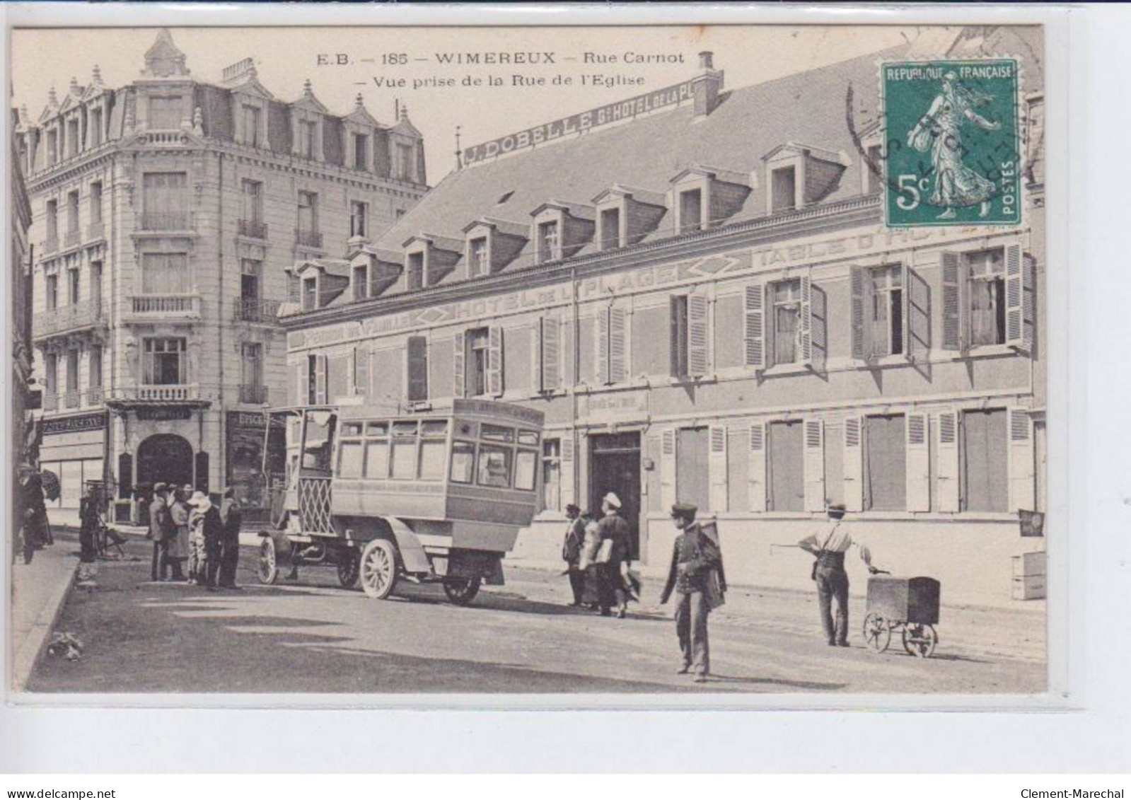 WIMEREUX: Rue Carnot, Vue Prise De La Rue De L'église, Autobus - Très Bon état - Andere & Zonder Classificatie