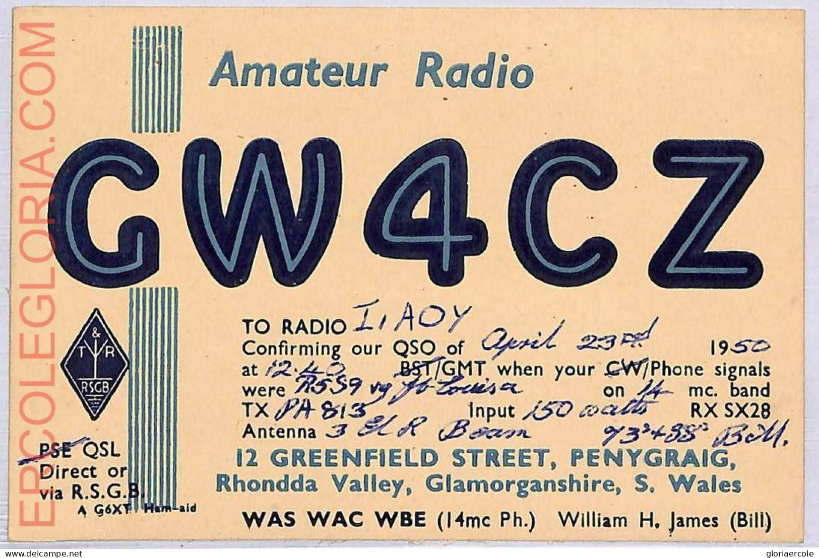 Ad9130 - GREAT BRITAIN - RADIO FREQUENCY CARD -  1950 - Radio