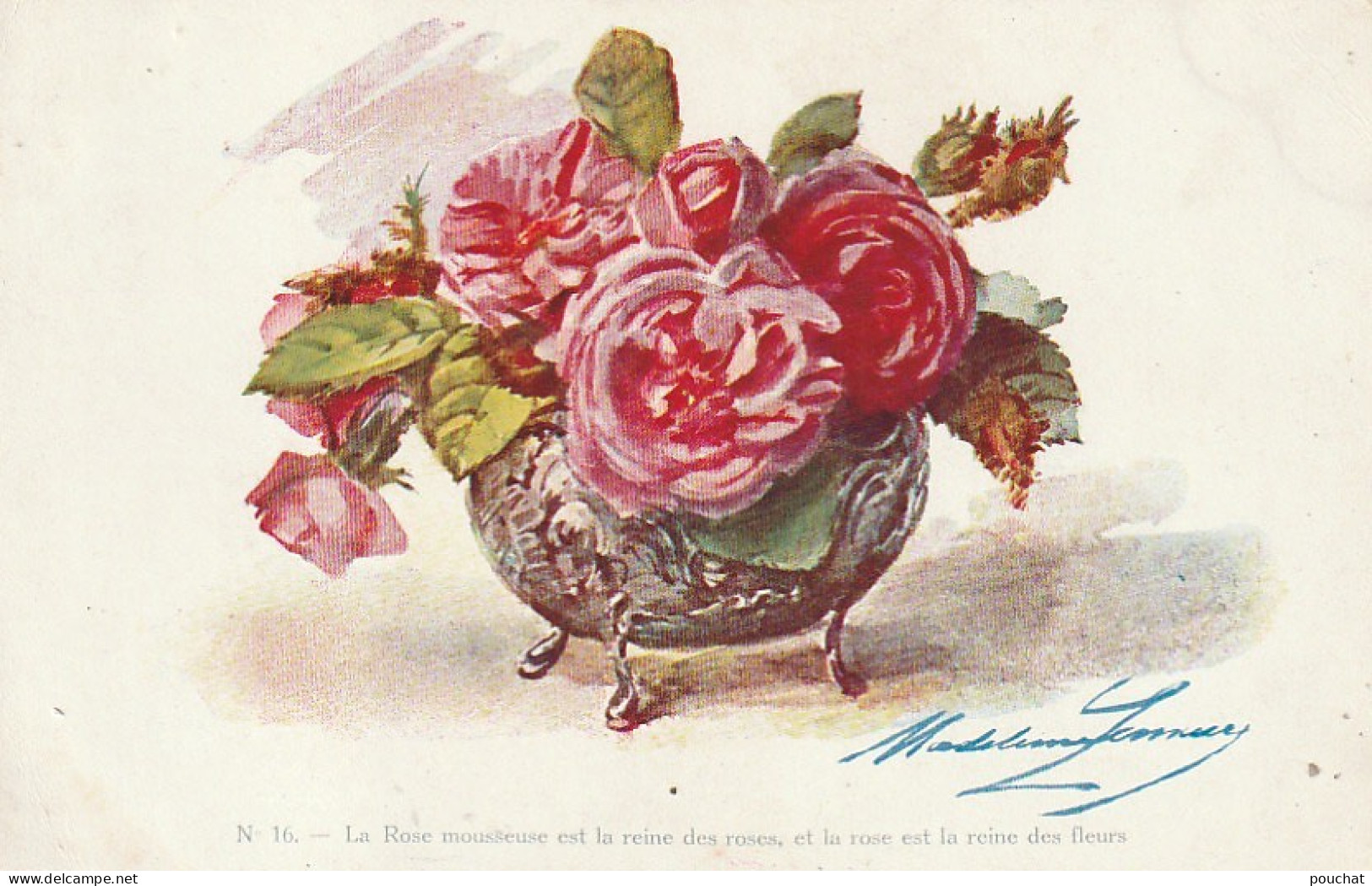 HO Nw (6) CARTE PUBLICITAIRE PHOSPHATINE FALIERES - COUPE DE ROSES - ILLUSTRATEUR M.  LEMAIRE - 2 SCANS - Advertising