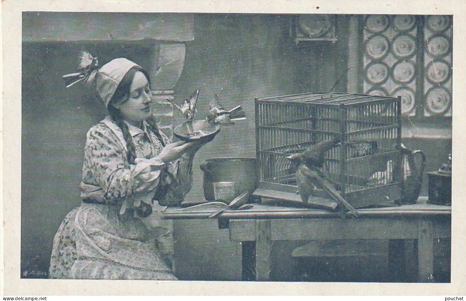 HO Nw (6) CARTE PUBLICITAIRE CHOCOLAT LOUIT  - BECQUEE AUX OISEAUX - CAGE - 2 SCANS - Werbepostkarten