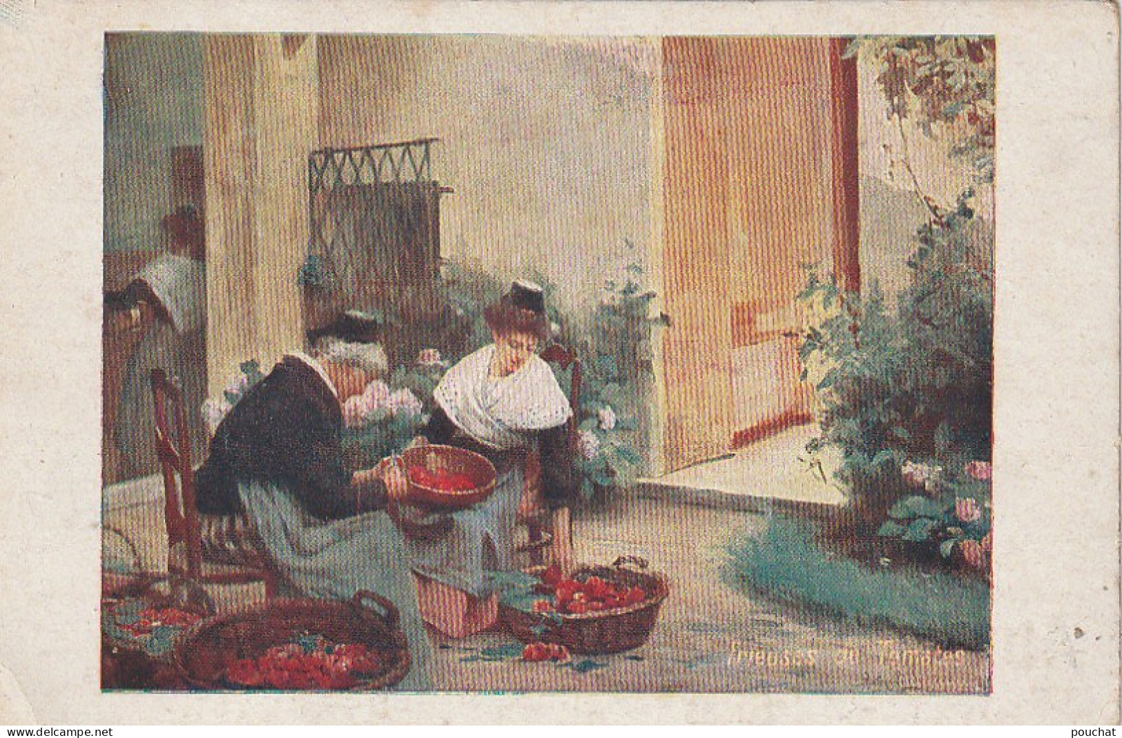 HO Nw (6) CARTE PUBLICITAIRE " AUX 4 FRERES " , NOUVEAUTES CONFECTIONS , BORDEAUX - TRIEUSE DE TOMATES - ILLUSTRATION - Werbepostkarten