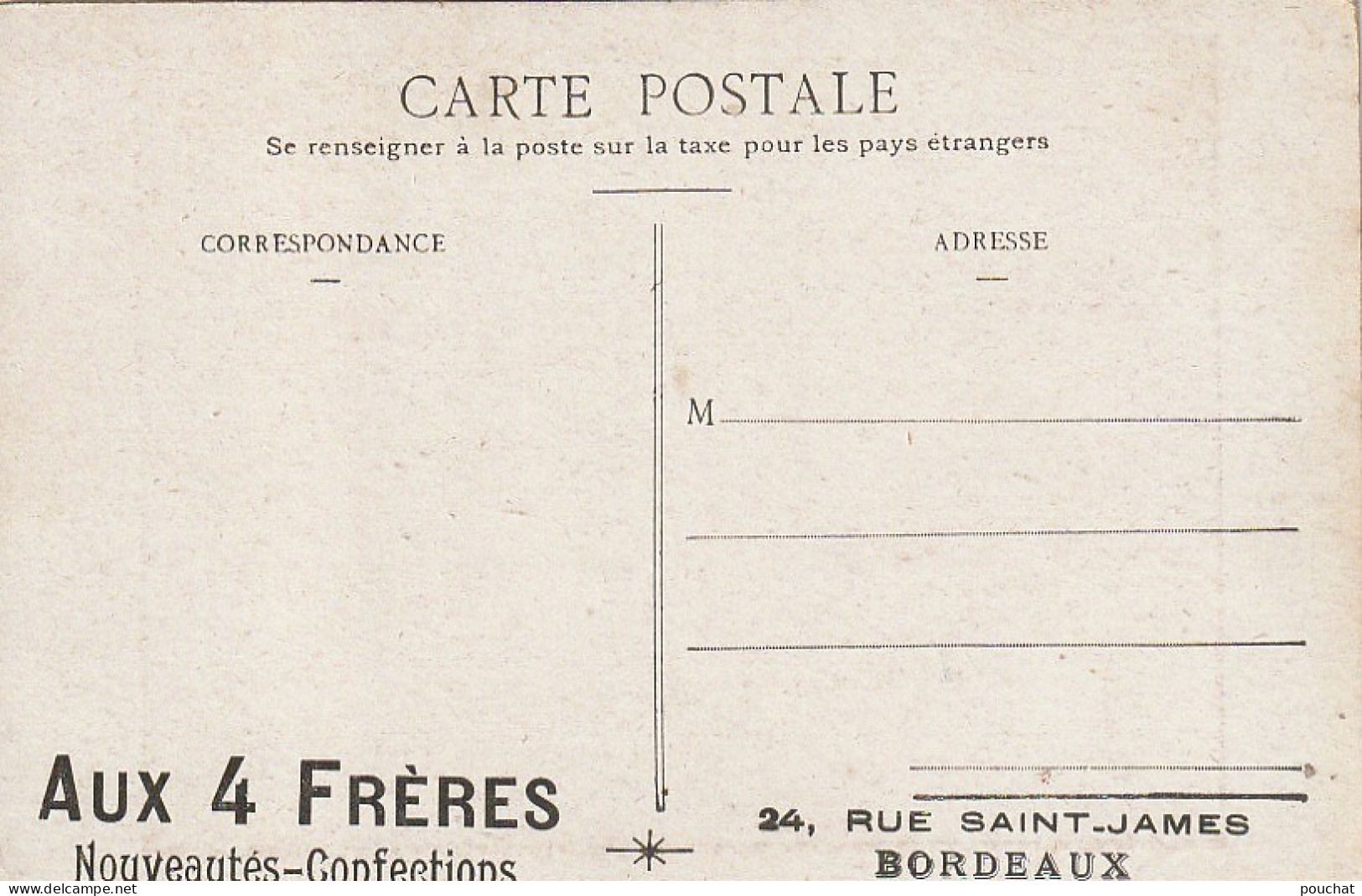 HO Nw (6) CARTE PUBLICITAIRE " AUX 4 FRERES " , NOUVEAUTES CONFECTIONS , BORDEAUX - TRIEUSE DE TOMATES - ILLUSTRATION - Werbepostkarten