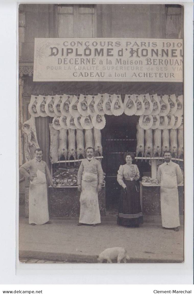 FRANCE: Concours Paris 1910, Diplôme D'honneur Décerné à Maison Berquand Qualité Supérieur De Ses Viandes - état - Photos