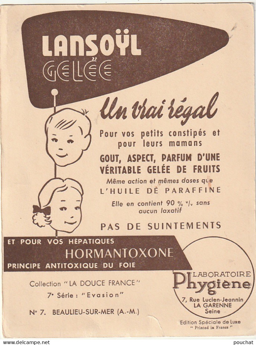 HO Nw (6)  BEAULIEU SUR MER  (06)  - CARTE PUBLICITAIRE LABORATOIRE PHYGIENE  , LA GARENNE - Advertising