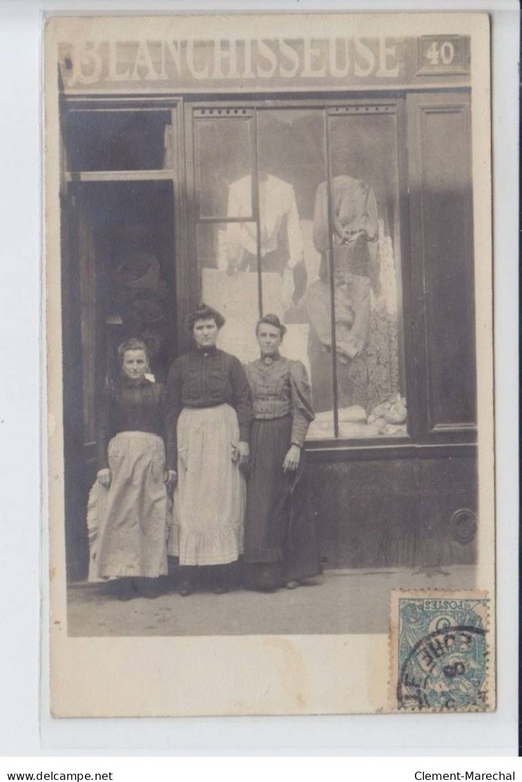 FRANCE: Blanchisseuse, Personnages Devant Boutique - Très Bon état - Photos