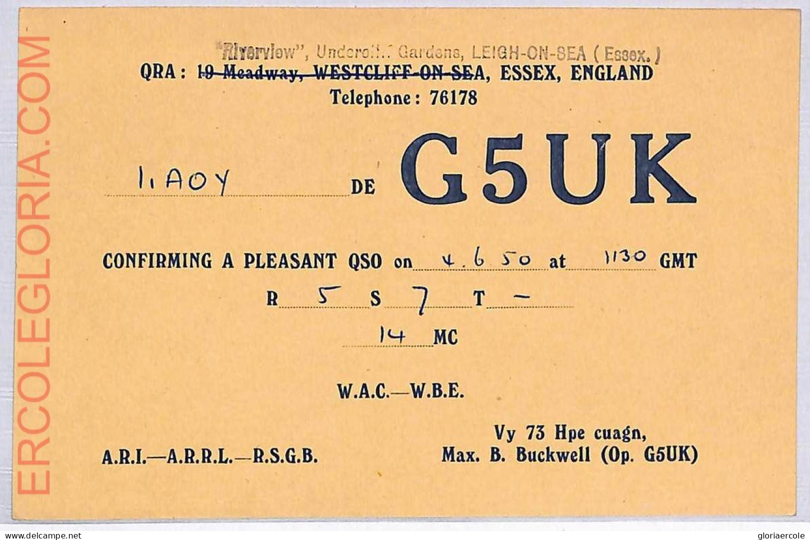 Ad9131 - GREAT BRITAIN - RADIO FREQUENCY CARD - England - 1950 - Radio