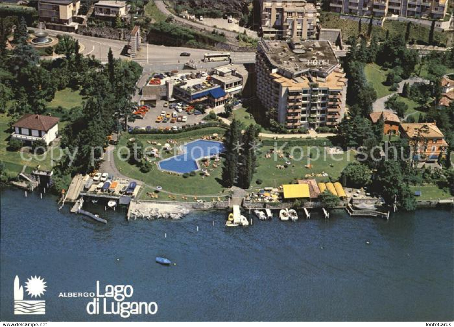 12591328 Bissone Lago Di Lugano Albergo Lago Di Lugano Park Schwimmbad Fliegerau - Other & Unclassified