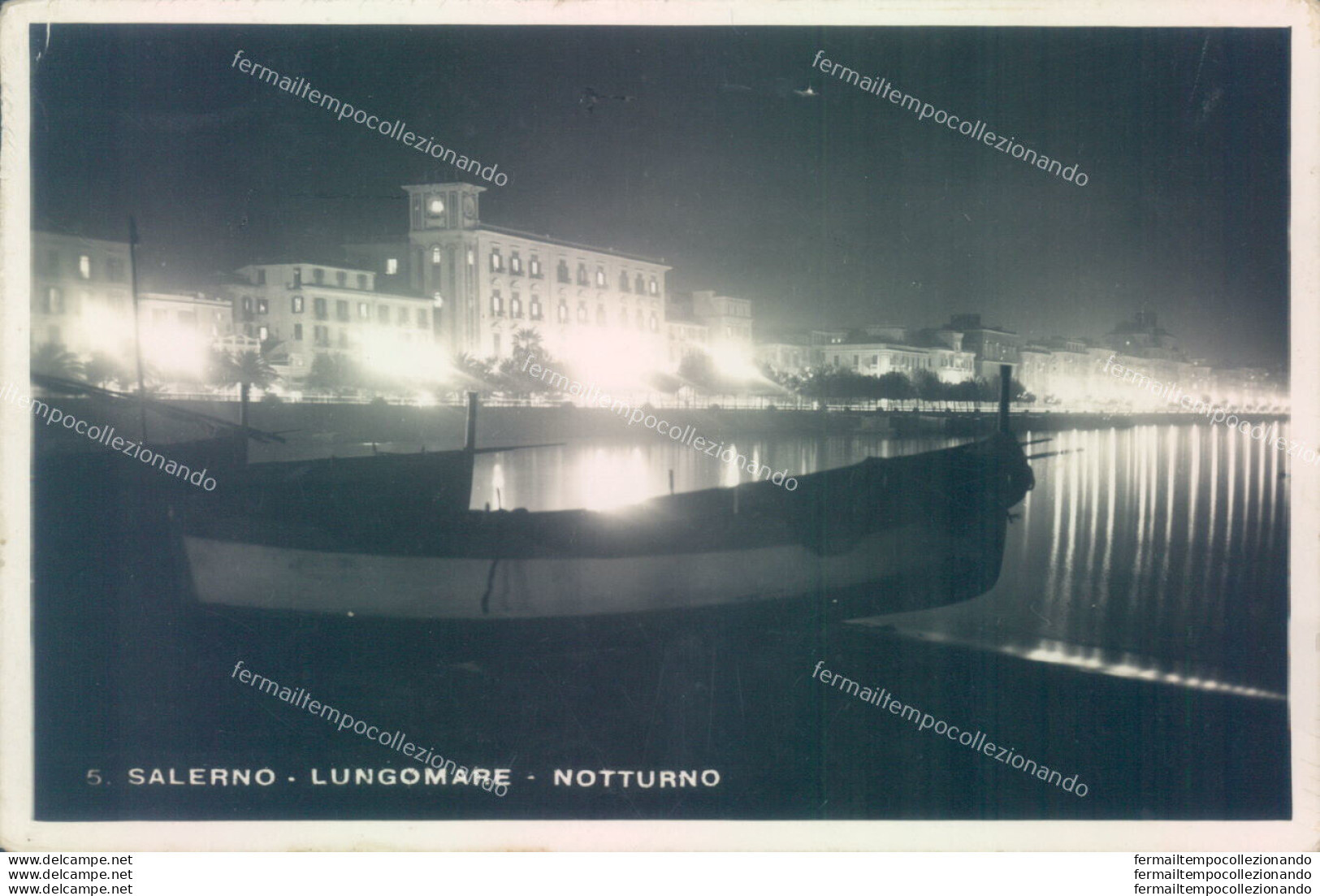 Aa29 Cartolina Salerno Citta'  Lungomare Notturno 1928 - Salerno