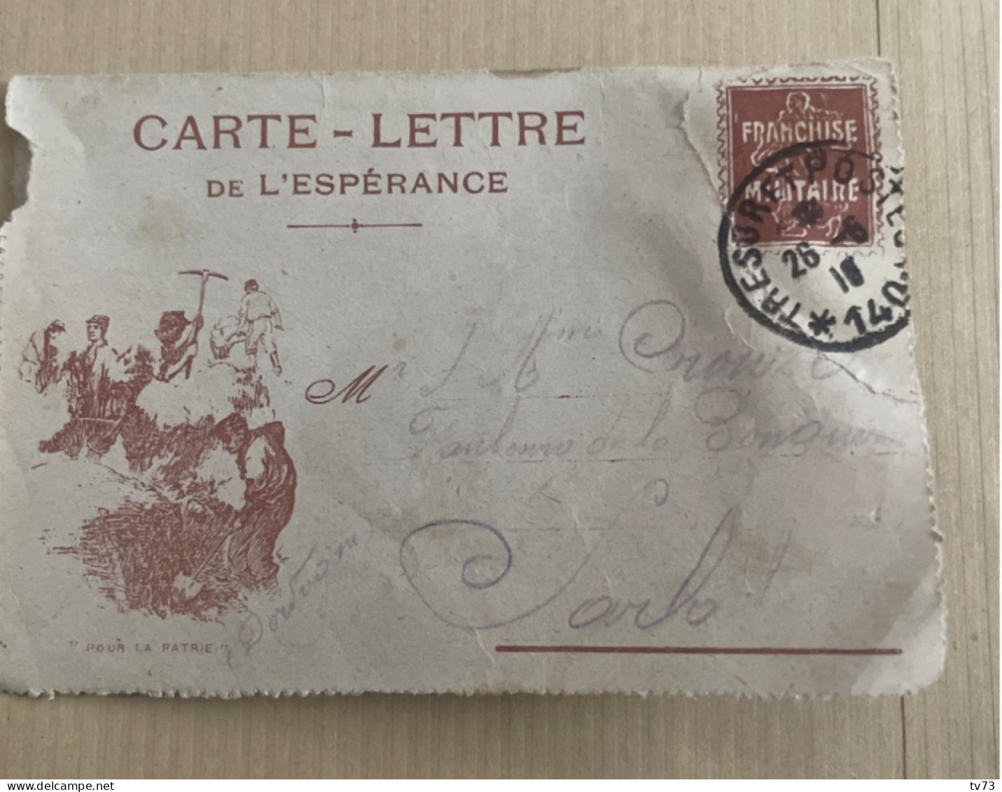 EB013b - Carte Lettre De L’espérance ( état ) Franchise Militaire Entier Postal Pour SARLAT - 1916 - Dordogne - Sarlat La Caneda