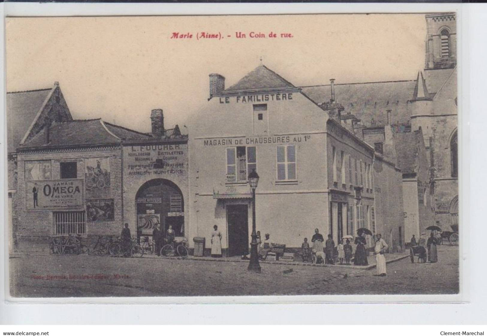 MARLE: Un Coin De Rue, La Familistere, Magasin De Chaussures Au 1er, L. Foucher (voiture à Chien) - Très Bon état - Sonstige & Ohne Zuordnung