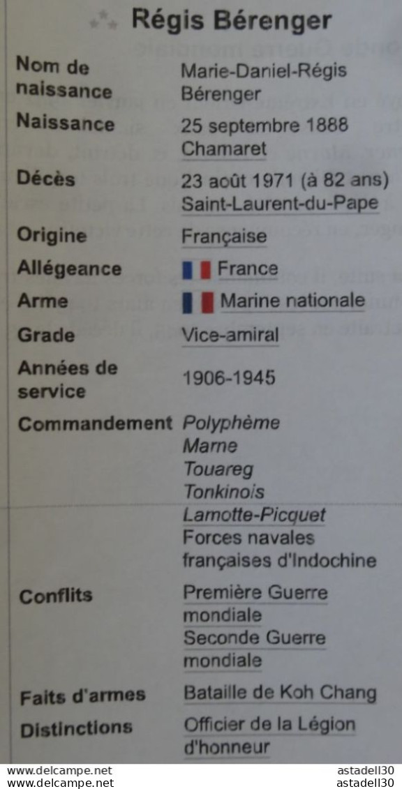 Ensemble De Lettres Signées  Régis BERENGER, Vice Amiral, Marine Nationale 1920-1930's   .......... .... Caisse-40 - Dokumente