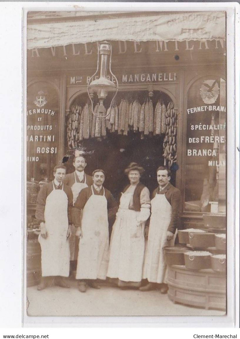 SAINT-LEU-TAVERNY: Carte Photo Du Magasin "a La Ville De Milan" De Pierre LManganelli -36 Rue Du Chateau - Très Bon état - Magasins