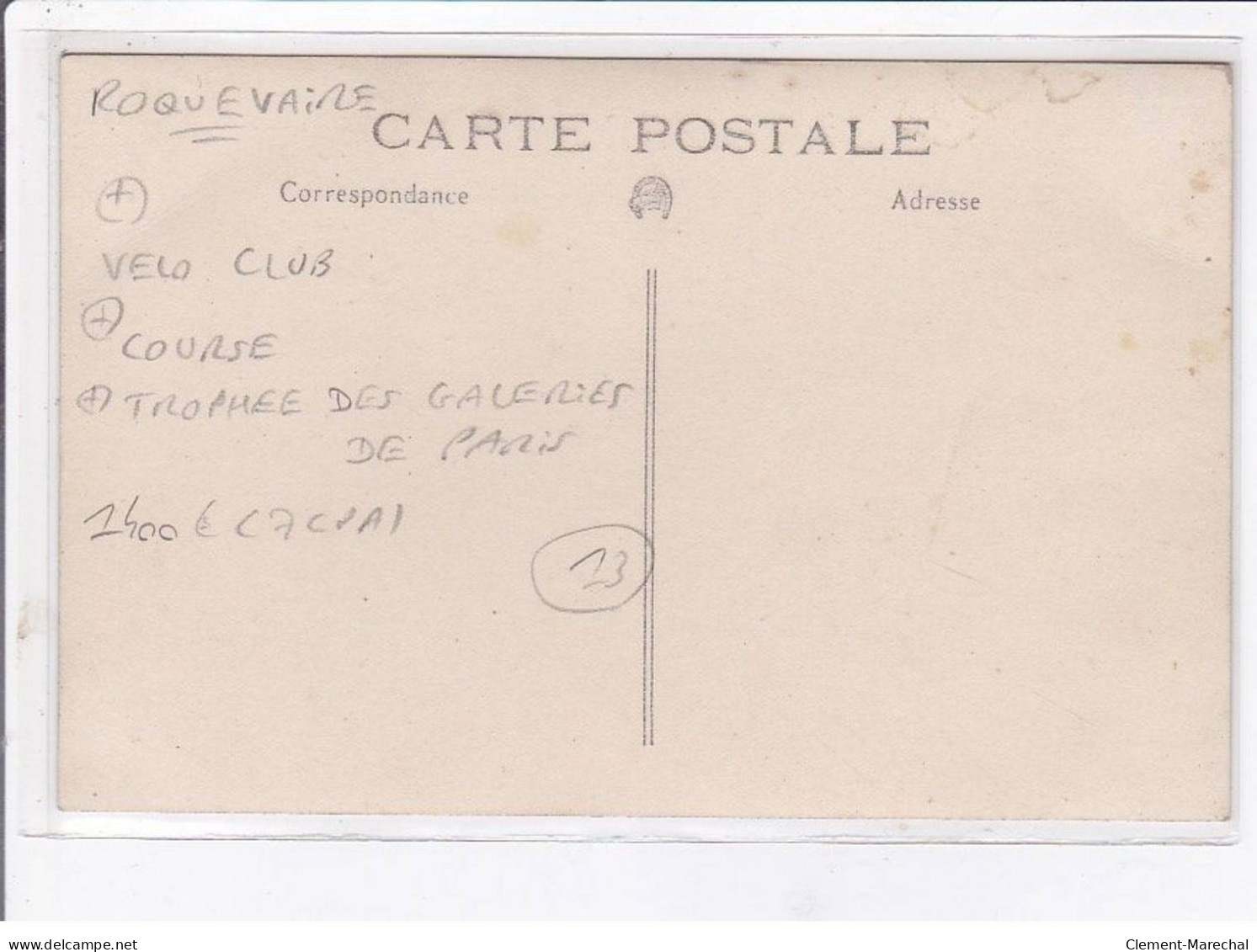 ROQUEVAIRE: velo club, course, trophée des galeries de paris, 7 CPA - très bon état