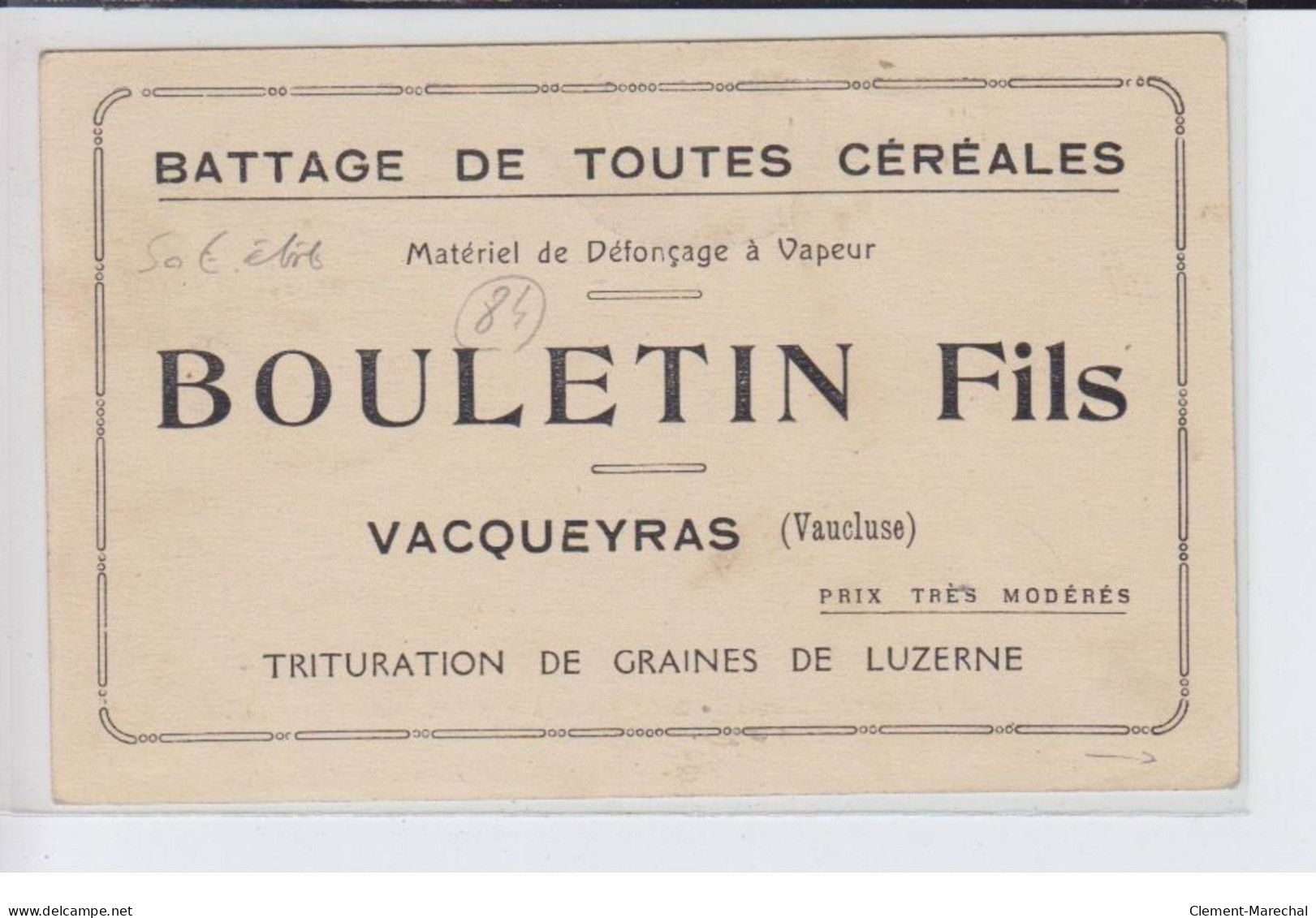 VACQUEYRAS: Défonceuse à Vapeur, En Action Bouletin Fils - état - Autres & Non Classés