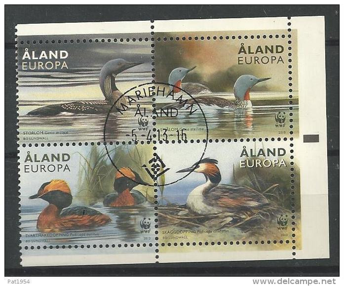 Aland 2013 N°371/374 Oblitérés  WWF Avec Oiseaux, Canards - Aland