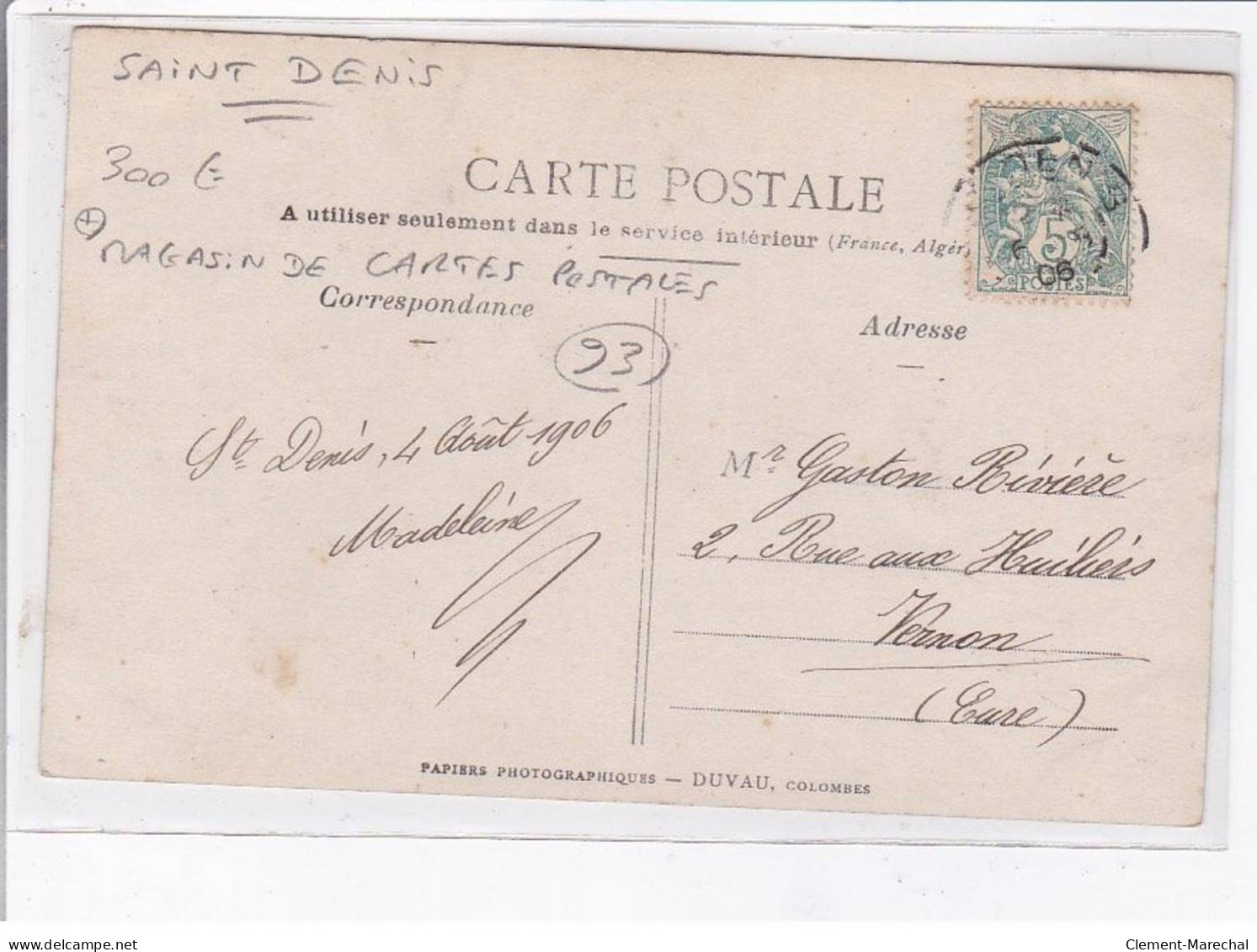 SAINT-DENIS: Magasin De Cartes Postales, Librairie Ridréau - Très Bon état - Saint Denis