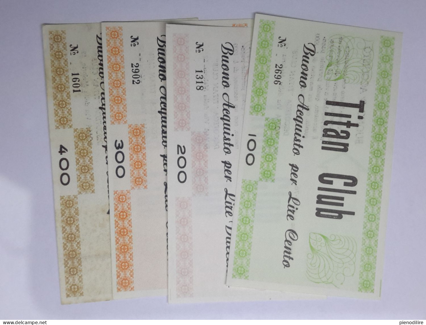 LOTTO 4Pz. 100 200 300 400 LIRE BUONI ACQUISTO TITAN CLUB VALIDO FINO AL 31.12.1976 (A.3) - [10] Cheques En Mini-cheques
