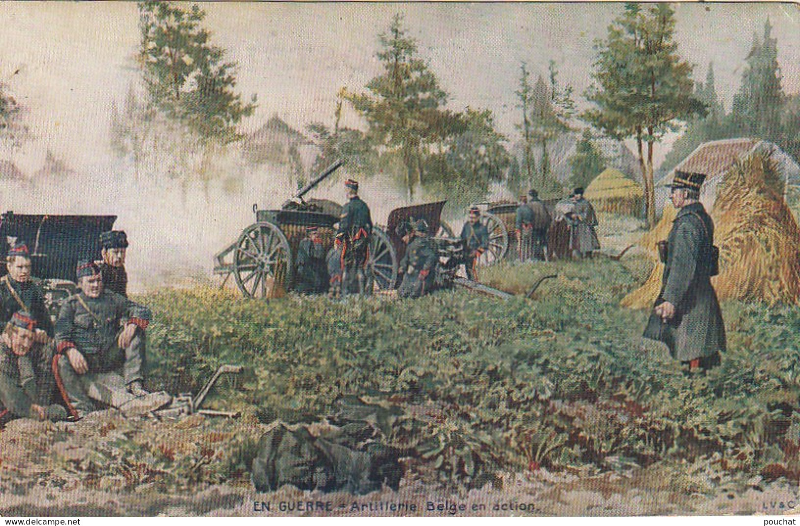 HO Nw (10) GUERRE 1914/18 - ARTILLERIE BELGE EN ACTION  - CARTE COLORISEE - Régiments