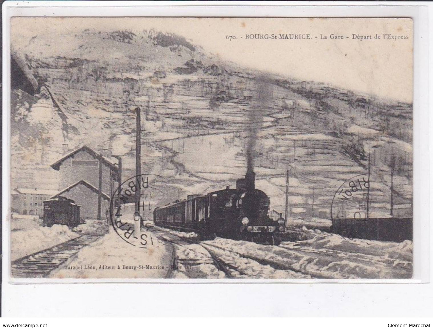 BOURG SAINT-MAURICE: La Gare, Départ De L'express, Train, Neige - Très Bon état - Bourg Saint Maurice