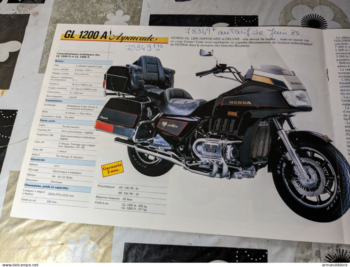 Catalogue Brochure Moto Honda 1985 Daytona Goldwing Ns 400r Bike Motorcycle - Auto/Motorrad