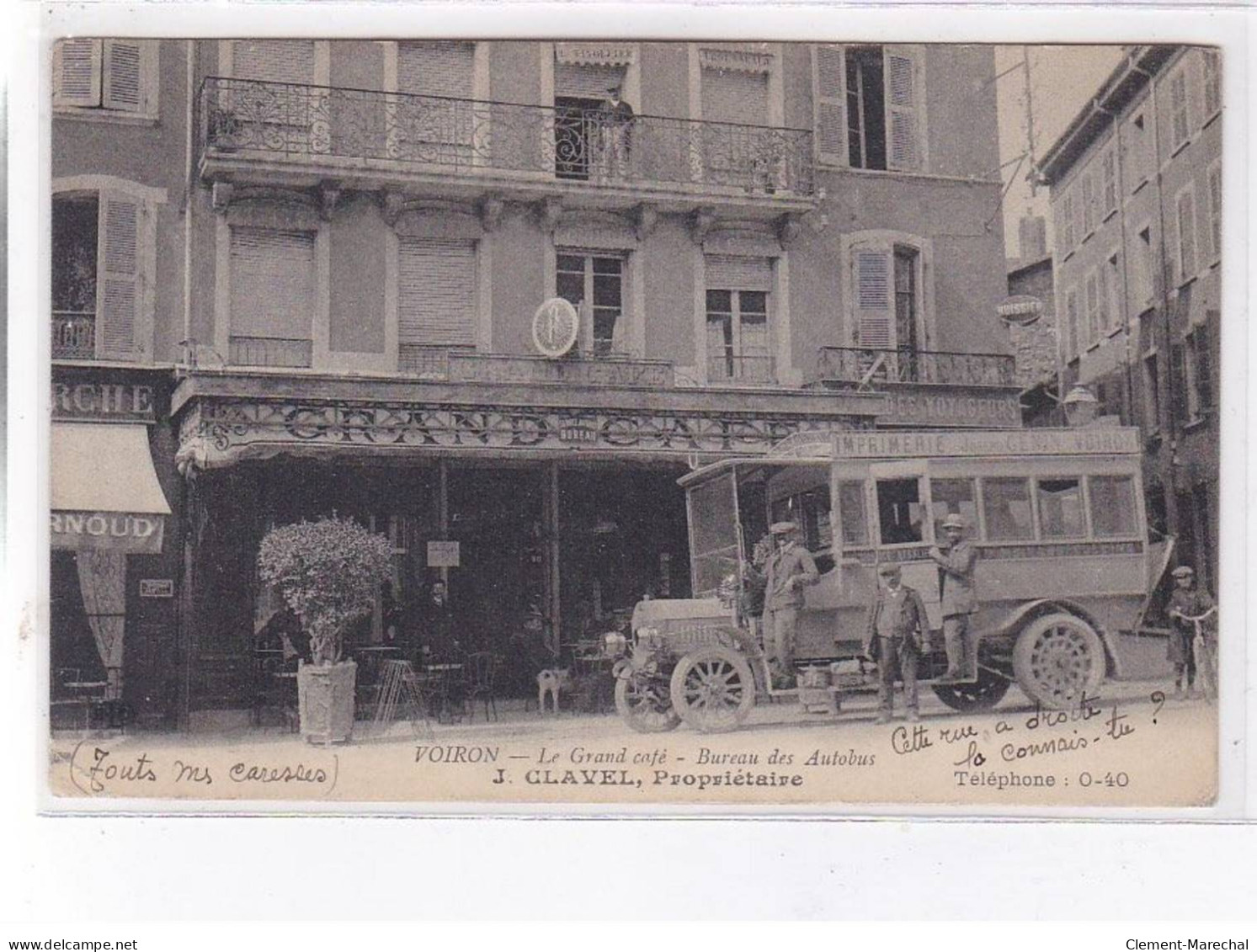 VOIRON: Le Grand Café, Bureau Des Autobus - état - Voiron