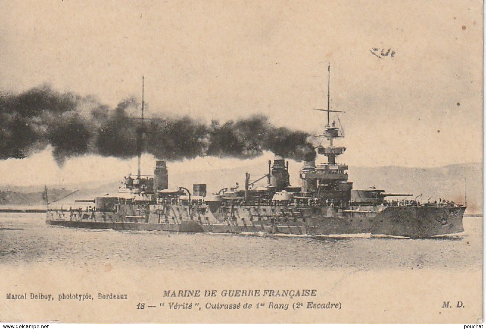 HO Nw (11) MARINE DE GUERRE FRANCAISE - " VERITE " CUIRASSE DE 1er RANG - 2 SCANS - Warships