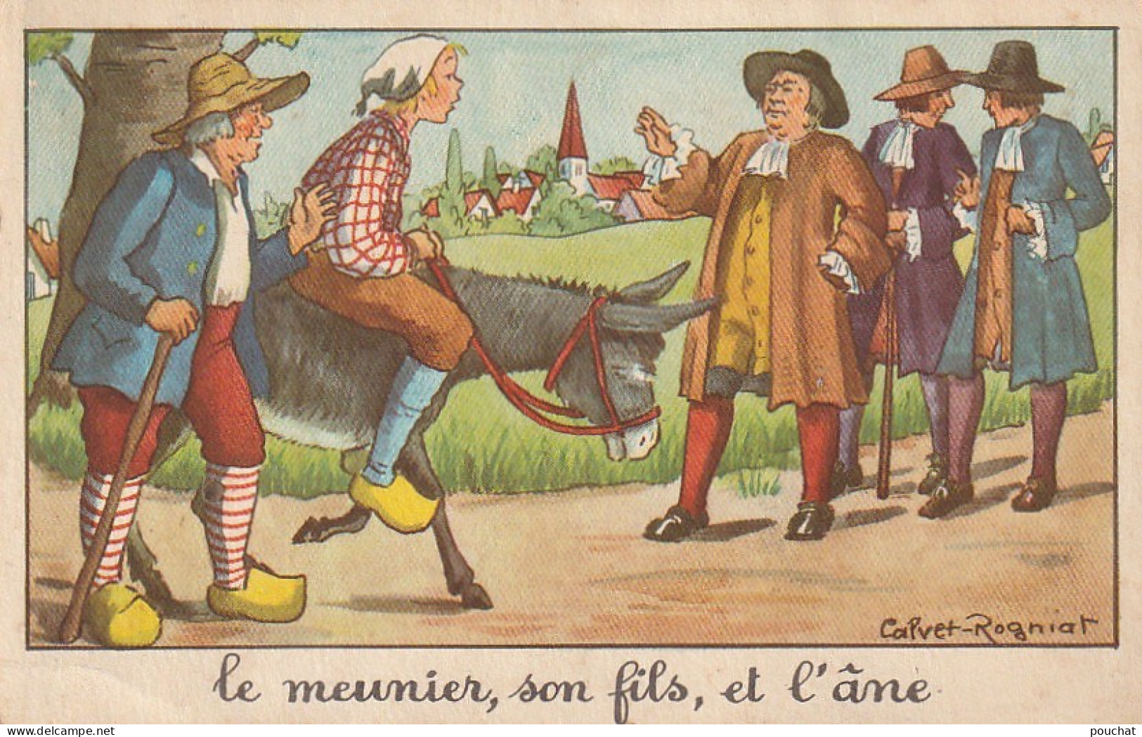 HO Nw (12) " LE MEUNIER , SON FILS , ET L' ANE " - FABLE DE LA FONTAINE - ILLUSTRATEUR CALVET ROGNIAT - Autres & Non Classés