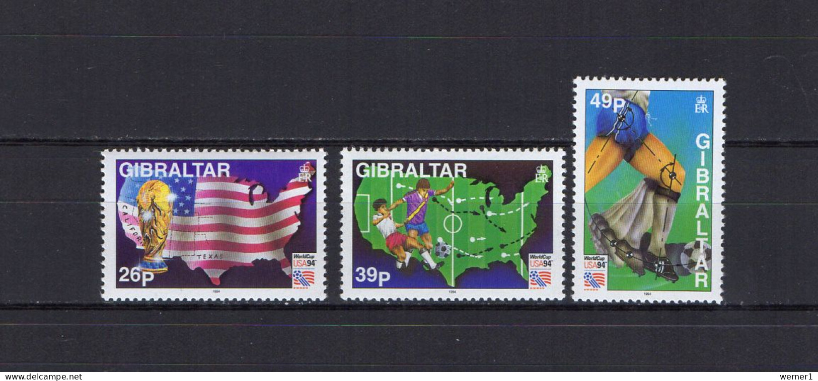 Gibraltar 1994 Football Soccer World Cup Set Of 3 MNH - 1994 – USA