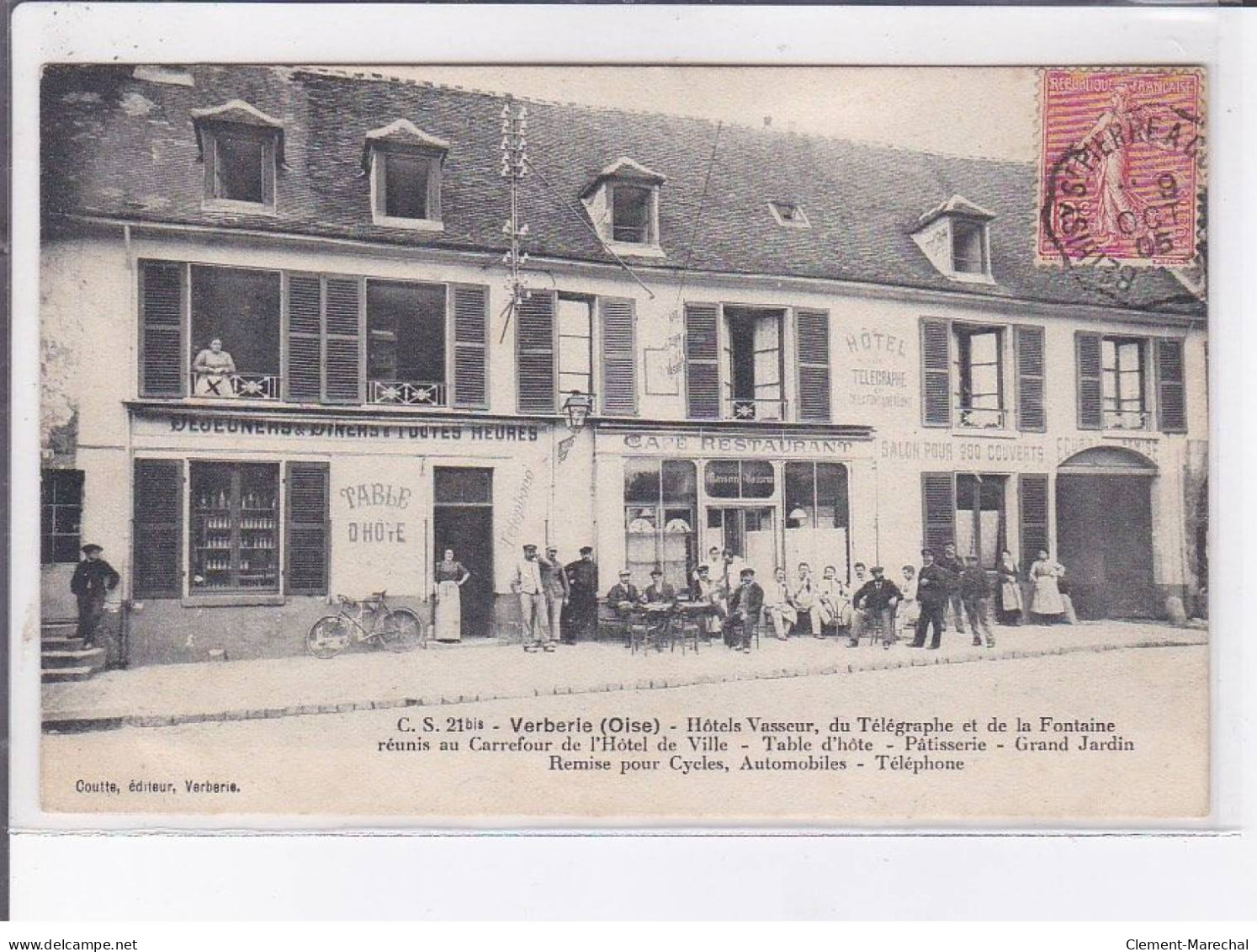 VERBERIE: Hôtel Vasseur Du Télégraphe Et De La Fontaine Réunis Au Carrefour De L'hôtel De Ville - état - Verberie