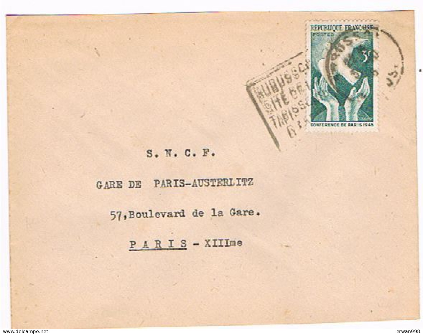 23 AUBUSSON Timbre YT761 Seul S/ Lettre Flamme DAGUIN AUB704  Lettre Commerciale Ets BERGO (39) - 1921-1960: Moderne