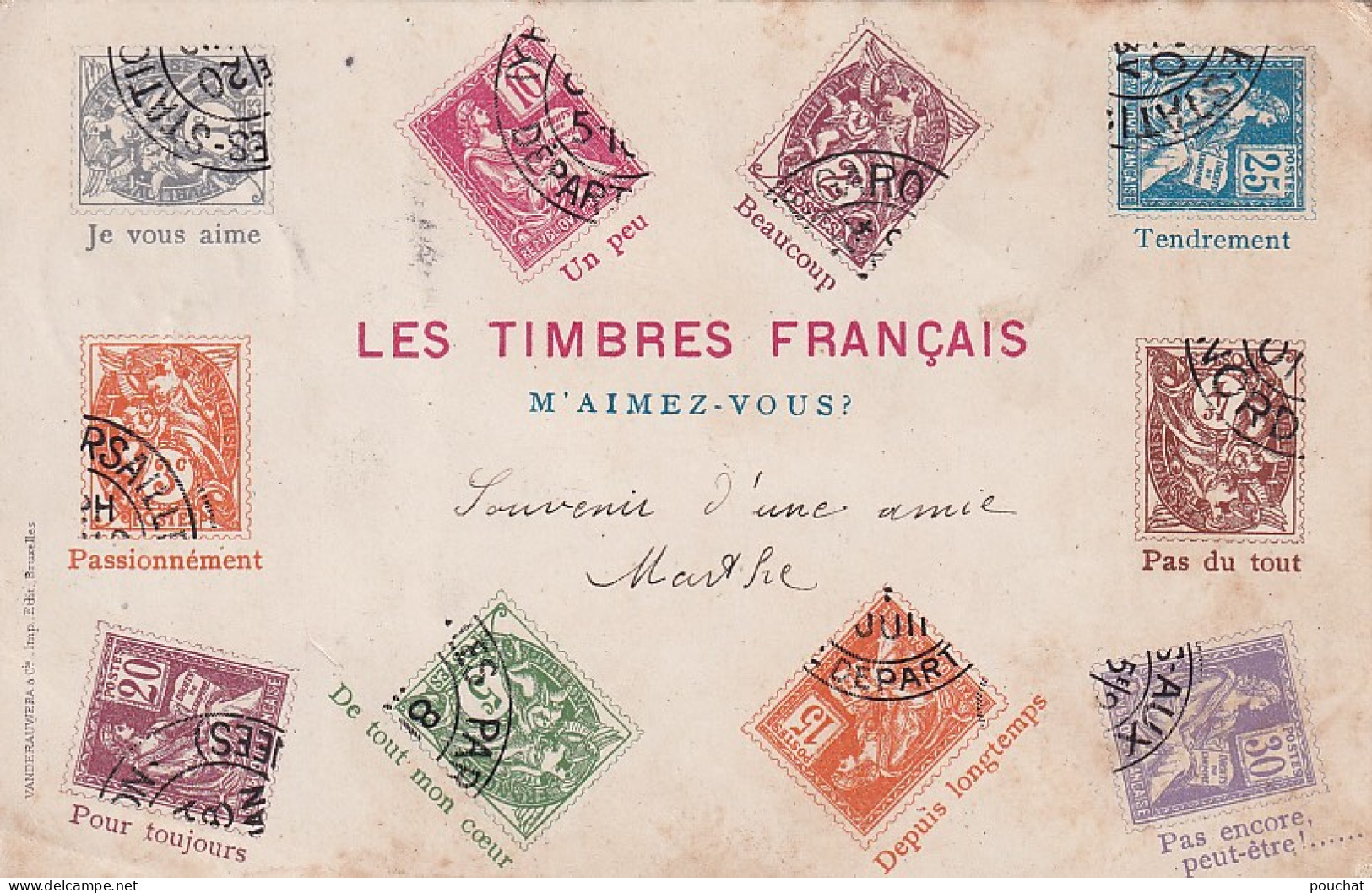 JA 28- LES TIMBRES FRANCAIS - M'AIMEZ VOUS ? LANGAGE DES TIMBRES - Stamps (pictures)