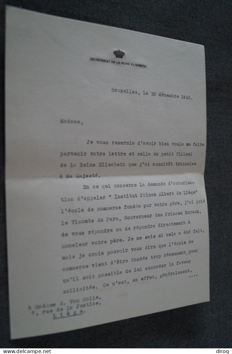 Courrier Original Du Palais Royal,1942 ,pour Collection - Famiglie Reali