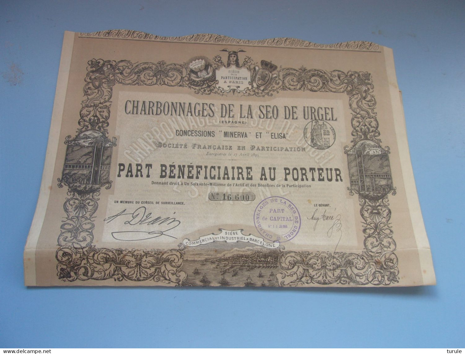 CHARBONNAGES DE LA SEO DE URGEL (espagne) 1893 - Sonstige & Ohne Zuordnung